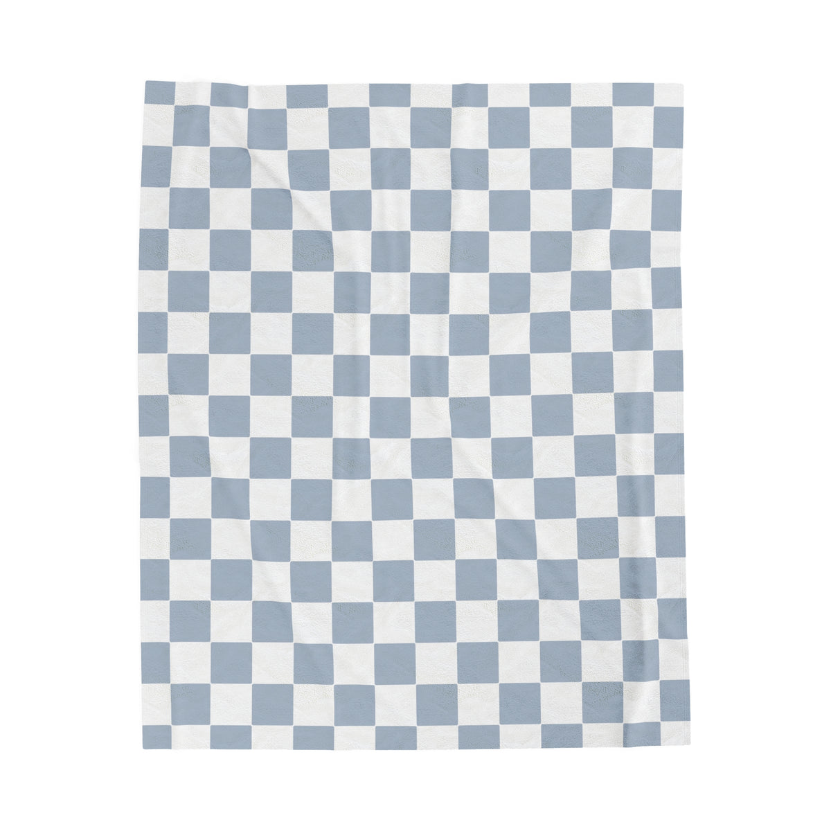 Blue and White Checkered Velveteen Plush Blanket