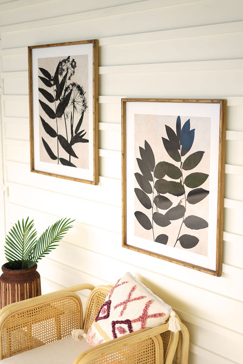 Two Framed Black Leaf Prints