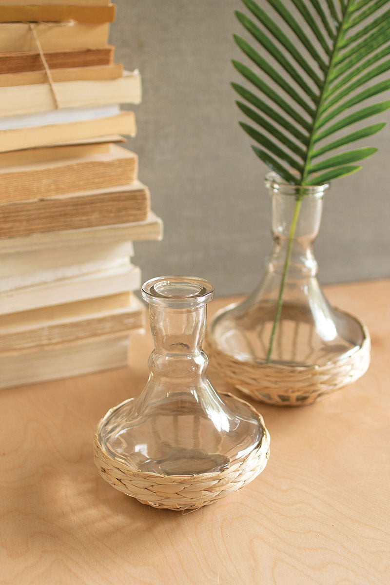 Seagrass Wrapped Flared Vases