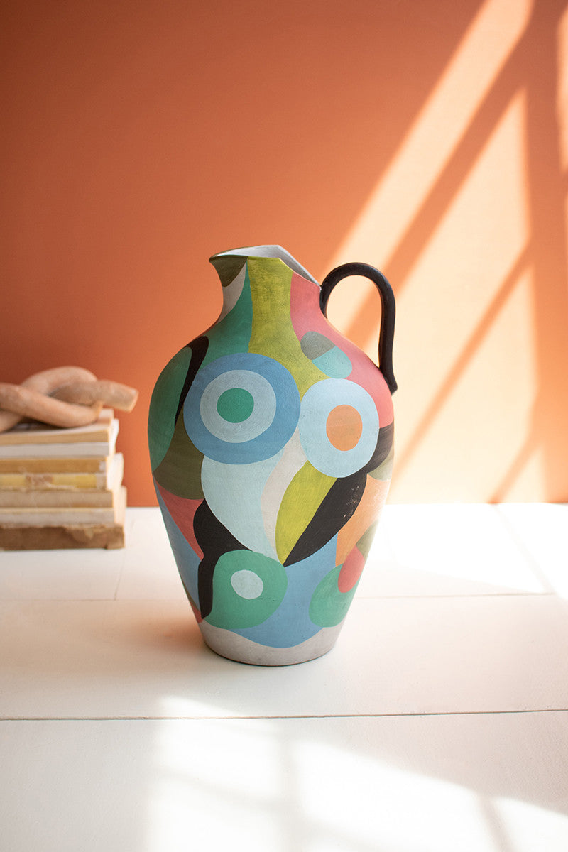 Ceramic Multi Colored Pitcher With One Handle